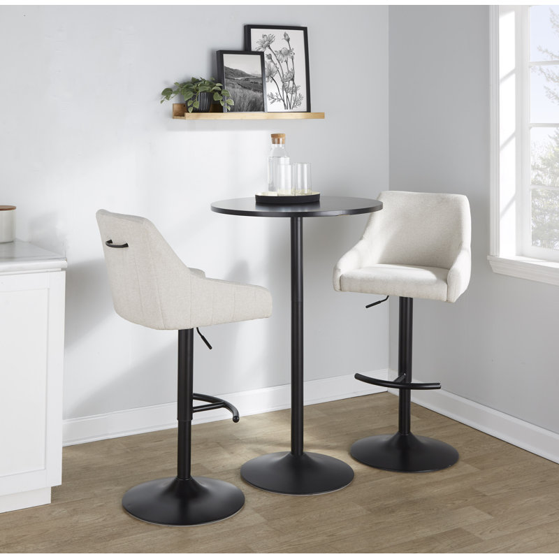 Harper Adjustable Barstool with Rounded T Footrest, Cream