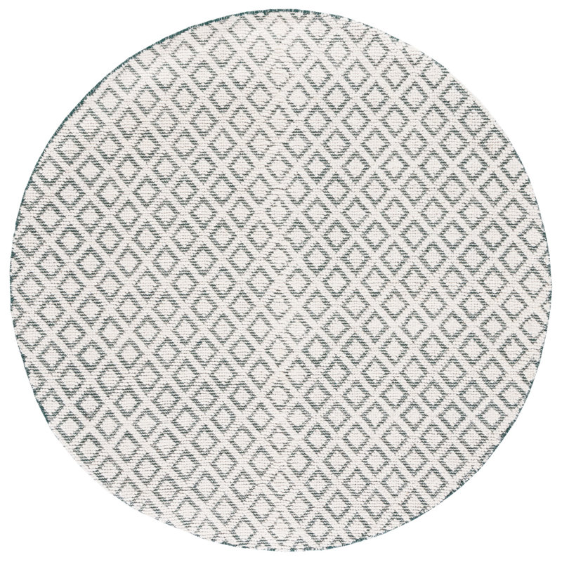 Vermont Hand Woven Wool Geometric Rug, Round 6'