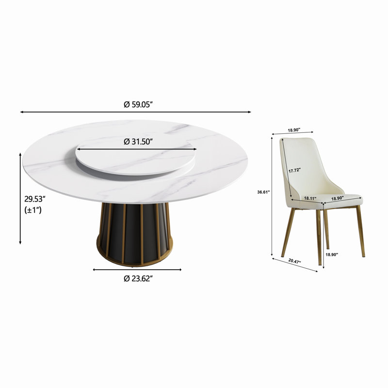 Zyriana 6 - Person Pedestal Dining Set, White