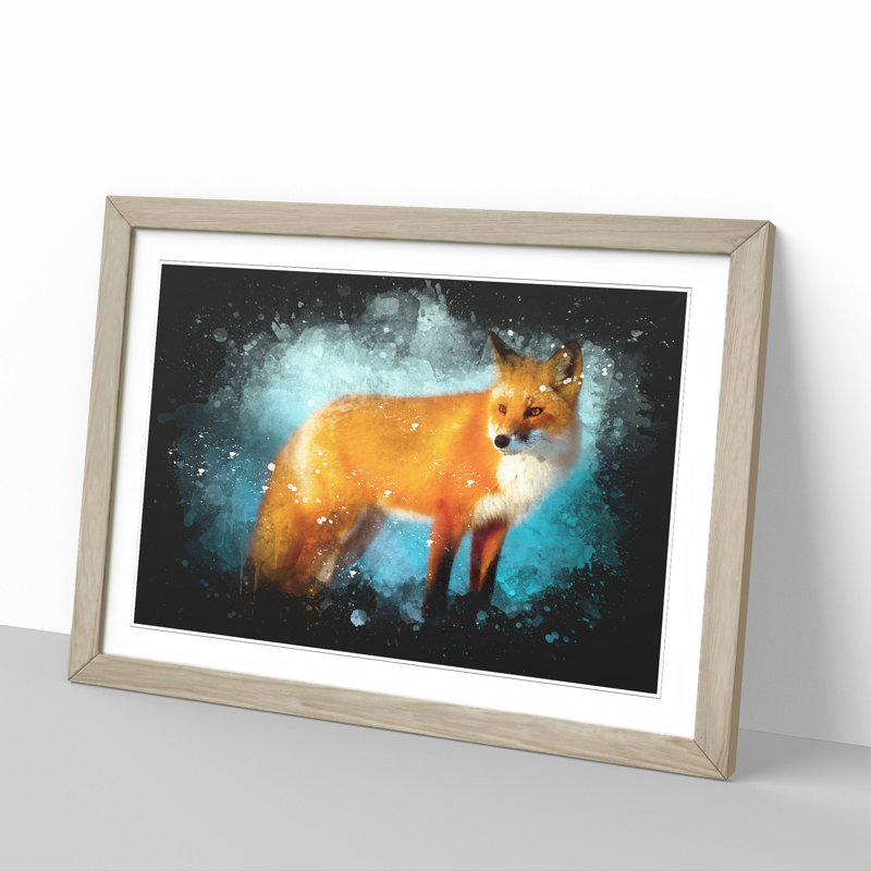 Red Fox Vol.3 - Picture Frame Painting, Oak Framed, 65cm H x 90cm W x 2cm D