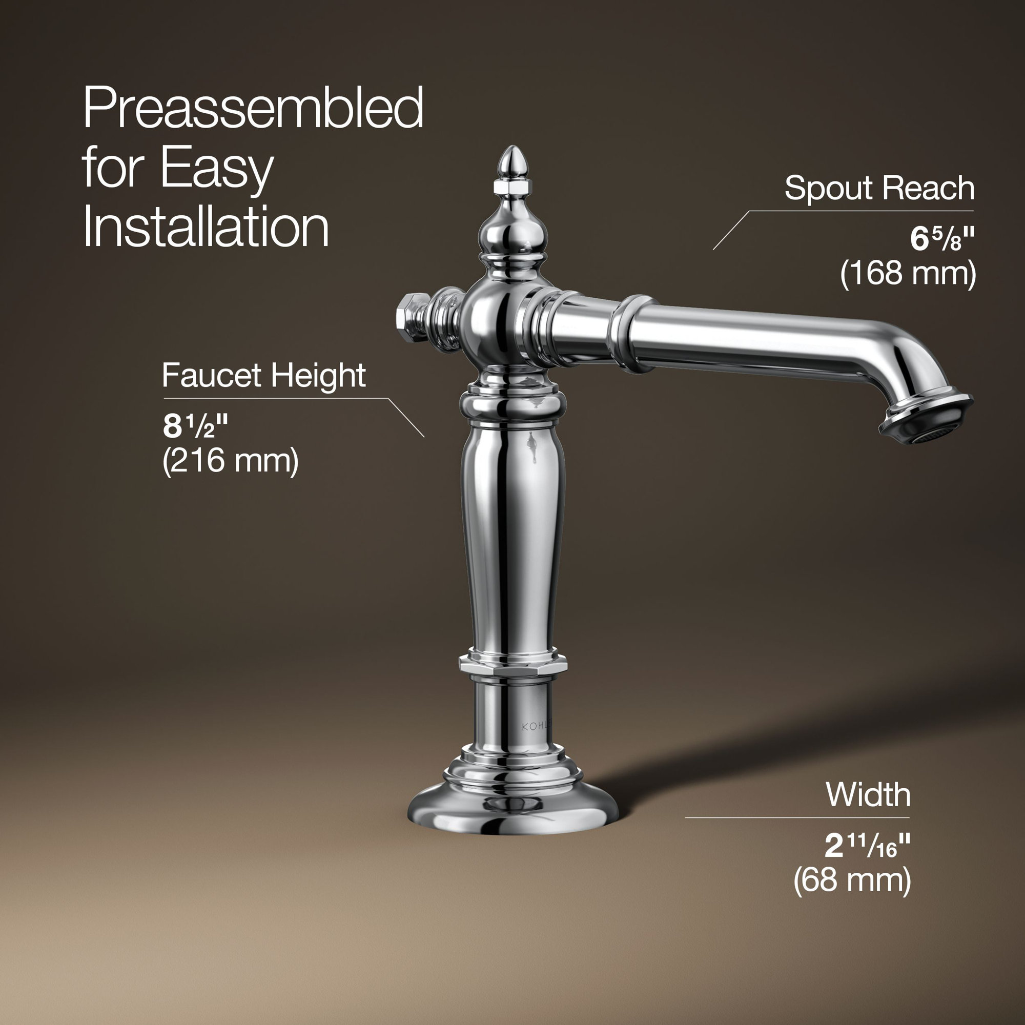 Artifacts Widespread Bathroom Faucet with Drain Assembly, Polished Chrome