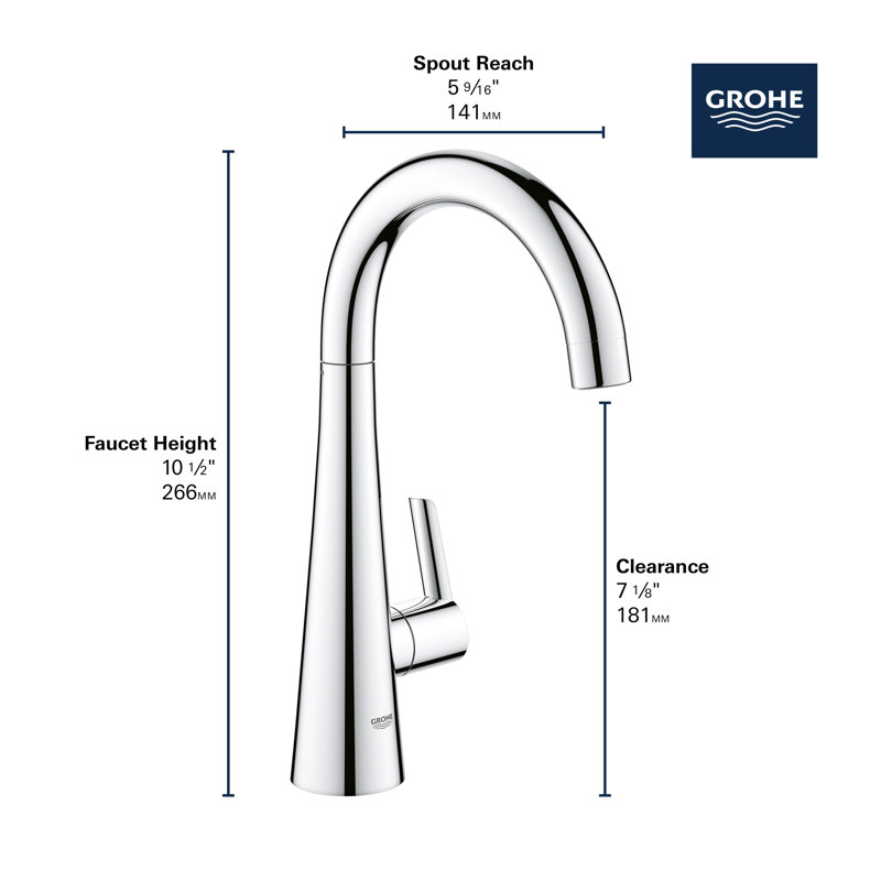 Robinet de cuisine à poignée simple Zedra, SuperSteel Infinity