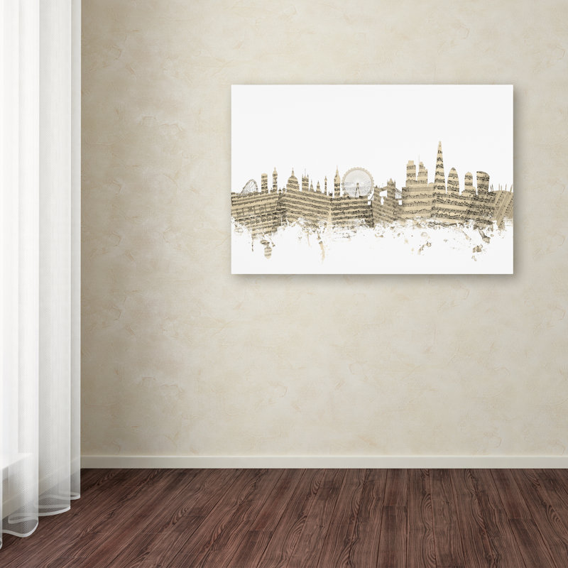 « london england horizon sheet music », impression sur toile tendue, H 22 po x l 32 po x P 2 po