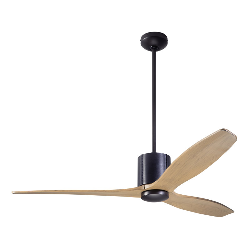 LeatherLuxe 54'' Ceiling Fan, Wall/Remote Combo Controls, Maple, Dark Bronze/Black