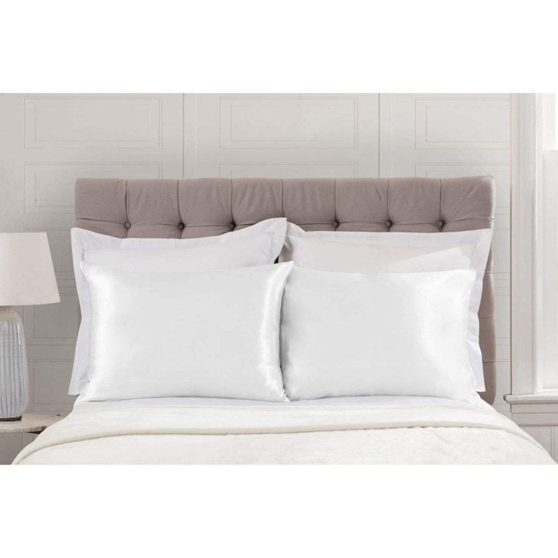 Taie d'oreiller en satin Allaire, Standard, Blanc