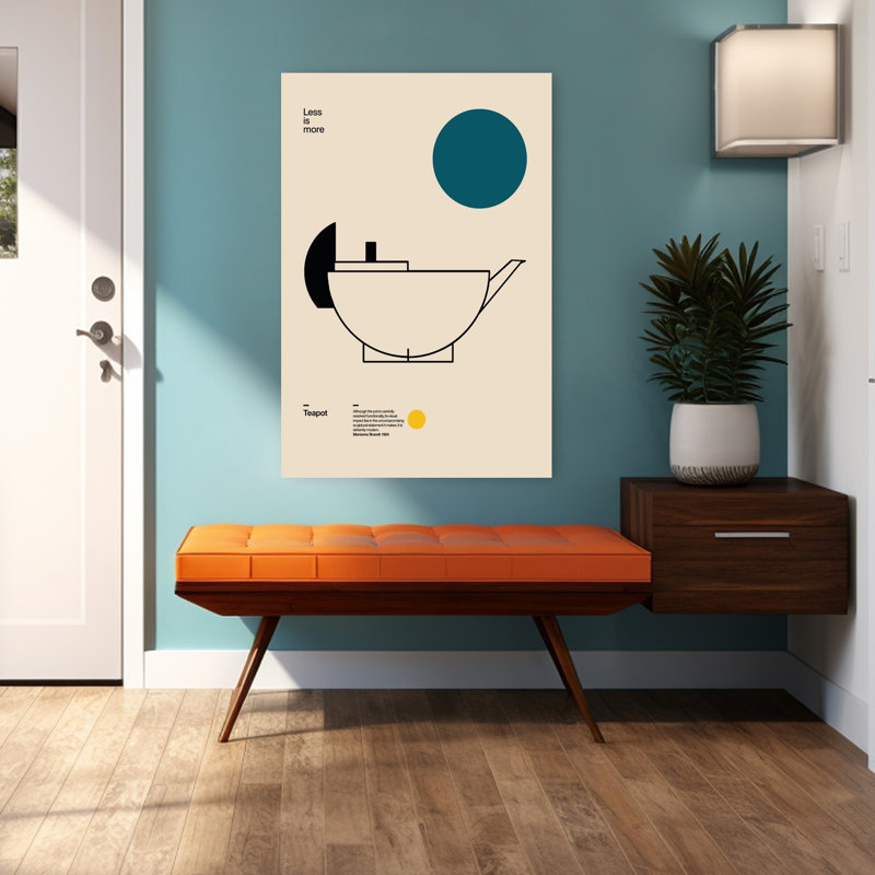 «Elegant Bauhaus Teapot», impression d'art mural minimaliste géométrique contemporain, 48" H x 32" W