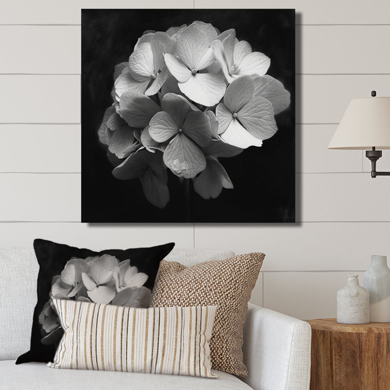«Grey White Hydrangea Bloom I», reproduction sur toile, Toile tendue, H 16 po x l 16 po x P 1 po
