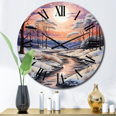 Horloge murale Winter River At Night II