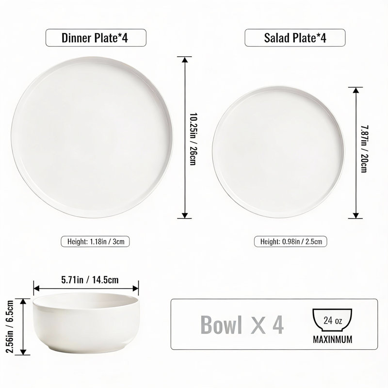 Service de table en grès pour 4