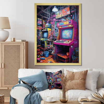 Jeu vidéo mauve bleu rétro