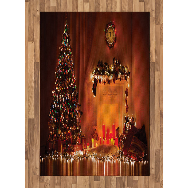 Christmas High Density Long Fiber Poly Threads Decorative Area Rug Carpet, Rectangle 4' x 5'8"