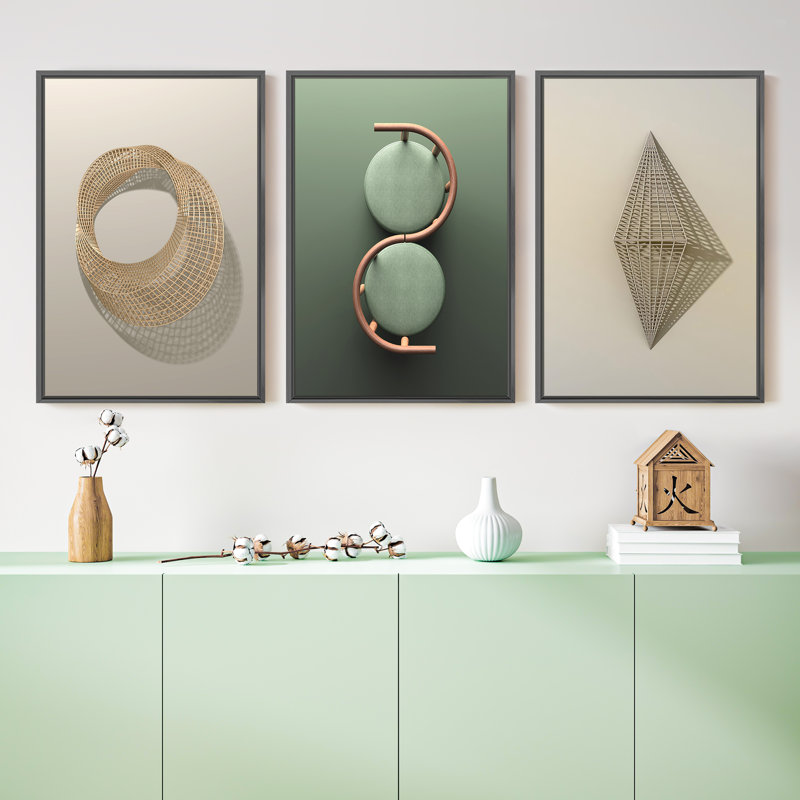 Abstrait moderne - ensemble de 3 reproductions de photos sur toile, H 16 po x l 36 po x P 1,5 po, Noir
