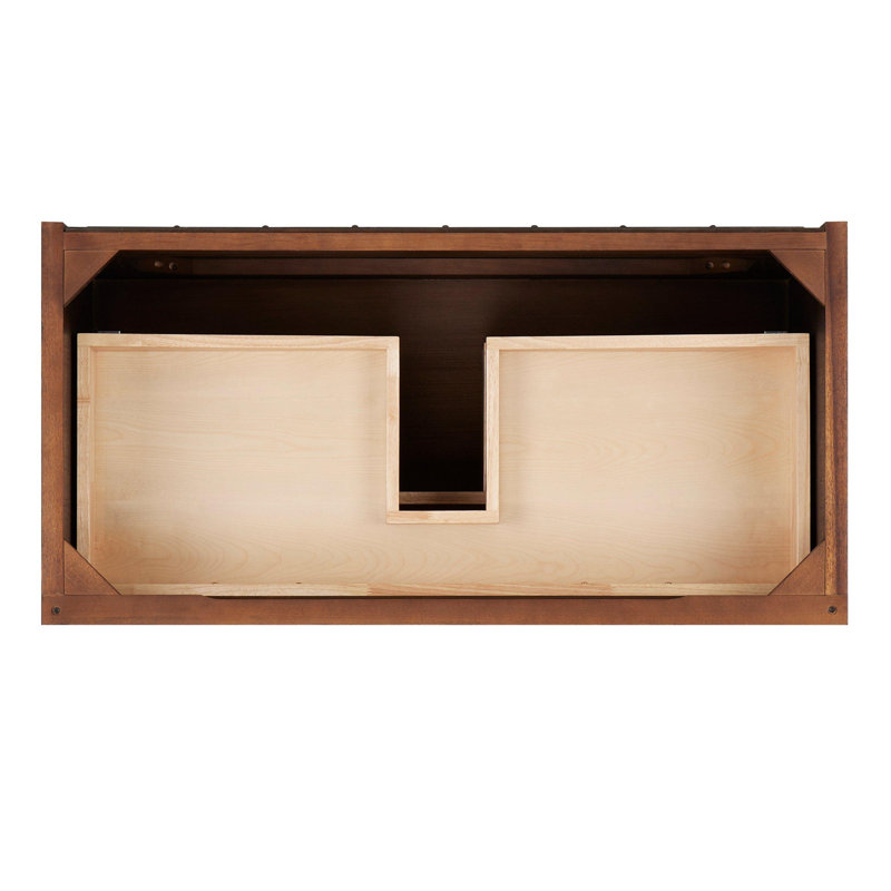 Patzi 36" Chocolate Bark Brown Wall-Mounted Vanity with Arctic White Quartz Top