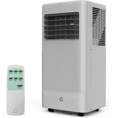 Climatiseur portatif 4 en 1 de 10 000 BTU avec télécommande, refroidisseur 450 pieds carrés, déshumidificateur et ventilateur, mode veille, minuterie 24H, ensemble de fenêtre pour la chambre à coucher, bureau, gris