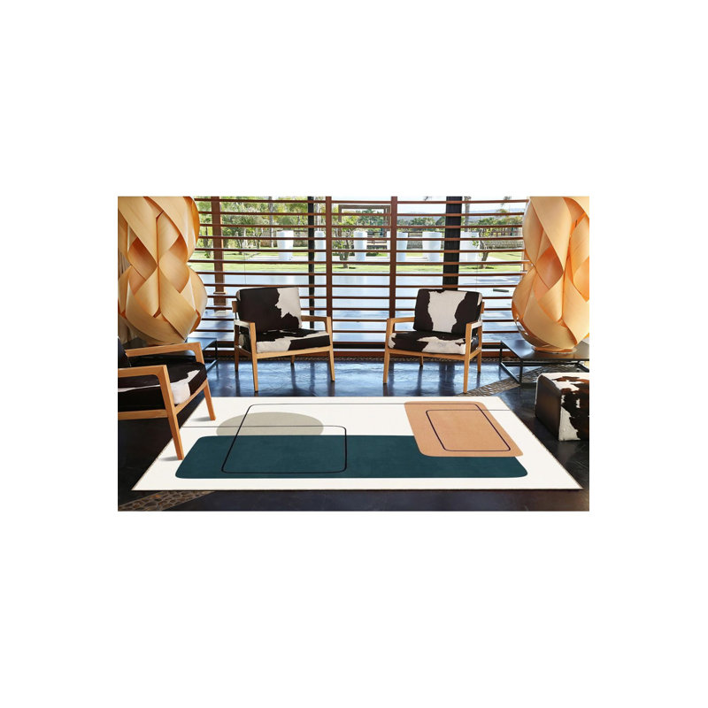 Tapis à rayures tissé Modern, Sous-tapis carré 3 pi 3 po inclus