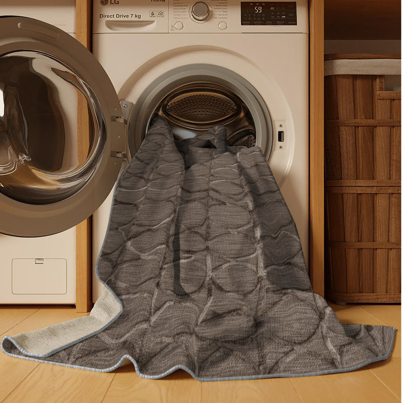 Machine Washable Trellis Gray Area Rug, Rectangle 8' x 10'