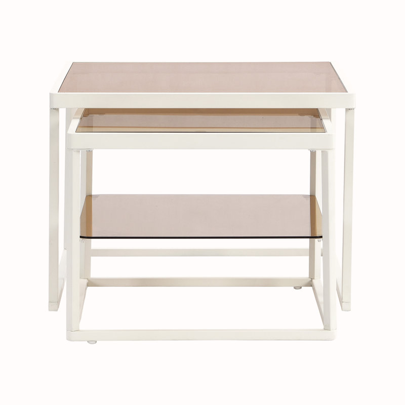 Glass Top Nesting Coffee Table, White