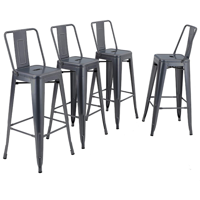 Counter Stool with Metal Frame, Gun Gray