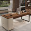 Bureau de direction rectangulaire en bois massif avec tiroirs Nut-Brown-589204834-589204836