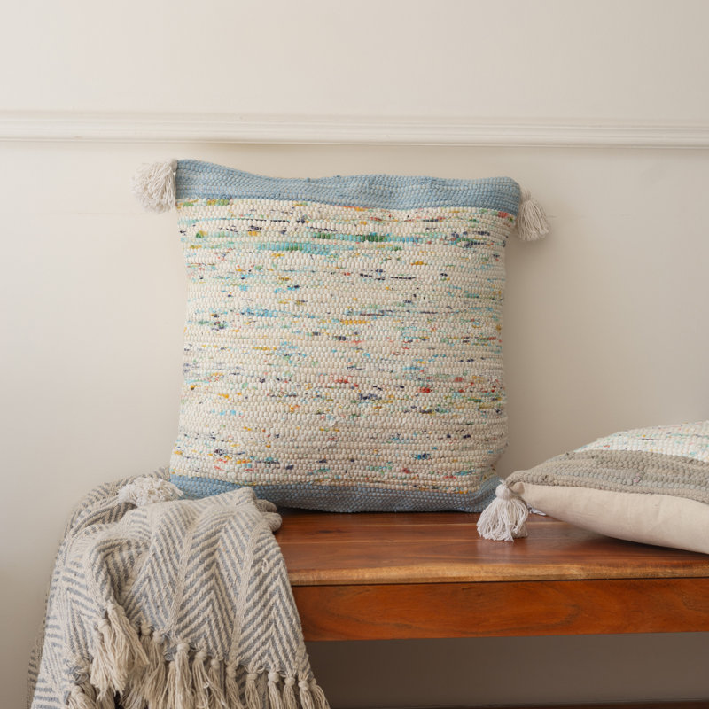 Housse de coussin en coton Colorful Abstract, Bleu / Beige, Housse de coussin seulement - sans coussin