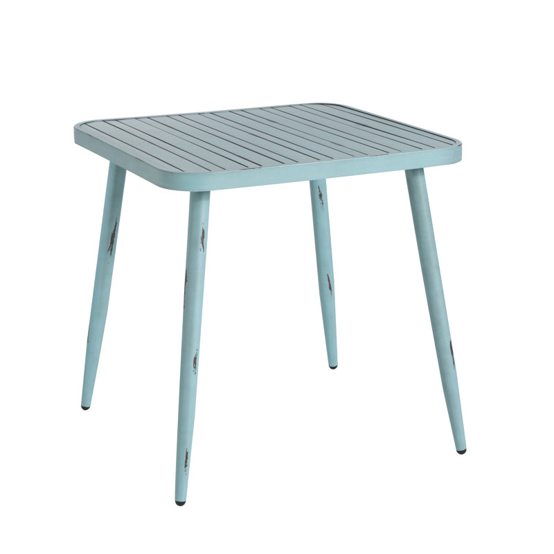Delorme Square Metal Outdoor Dining Table , 75cm cm W 75cm cm D, Blue