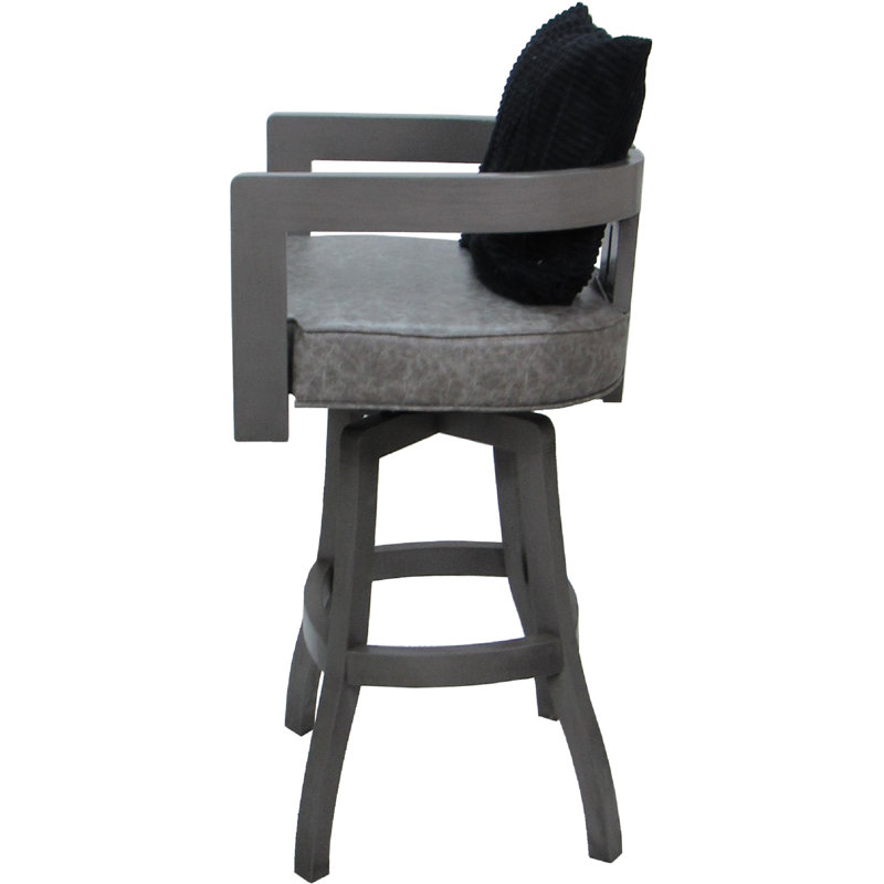 Vinyle gris marbre Halke - coussin noir, Gris / vinyle noir / cadre gris