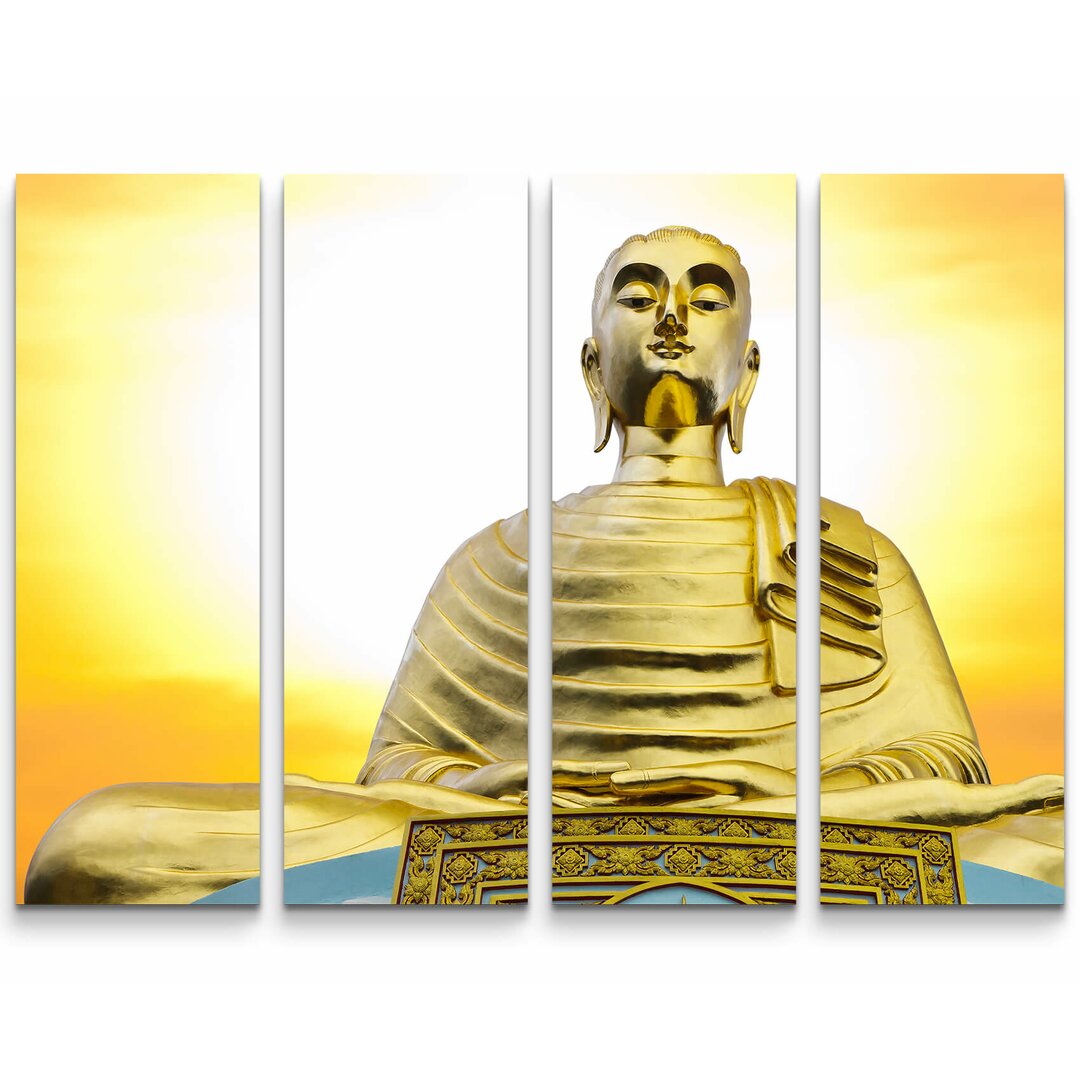 4-tlg. Leinwandbilder-Set Große Buddha-Statue mit Sonnenuntergang - Thailand