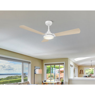 Ventilateur de plafond standard intelligent à 3 pales de 52 po avec télécommande et éclairage inclus Gurseerit