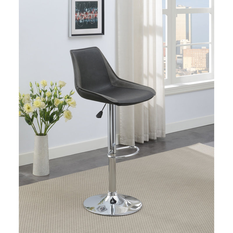 Tabouret de bar moderne en ébène, base réglable, siège en cuir ciré, 2 tabourets réglables