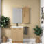 Meuble-lavabo autoportant (doit inclure le meuble-lavabo et le lavabo), rangement en chêne clair
