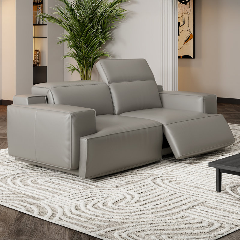 Canapé inclinable en cuir Valentina, Polyuréthane gris