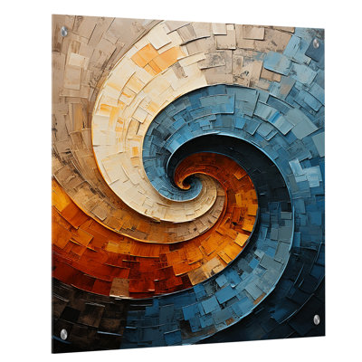 Collaged Spiral - Abstract Spirals Acrylic Wall Art For Living Room