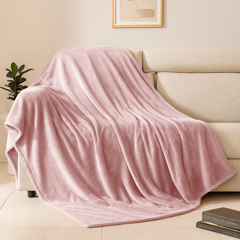 Fairmont Park Solid Color Lightweight, Warm Breathable, Soft Sherpa Fleece Blanket, Pink, Single 150cm x 130cm