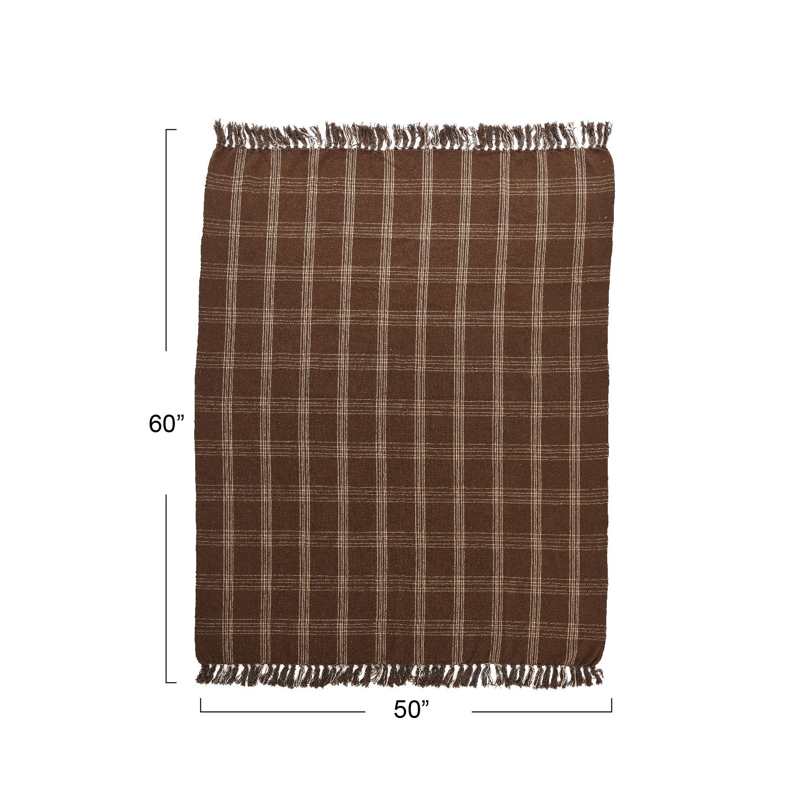 Eura Cotton Hand Woven Throw Blanket, Brown