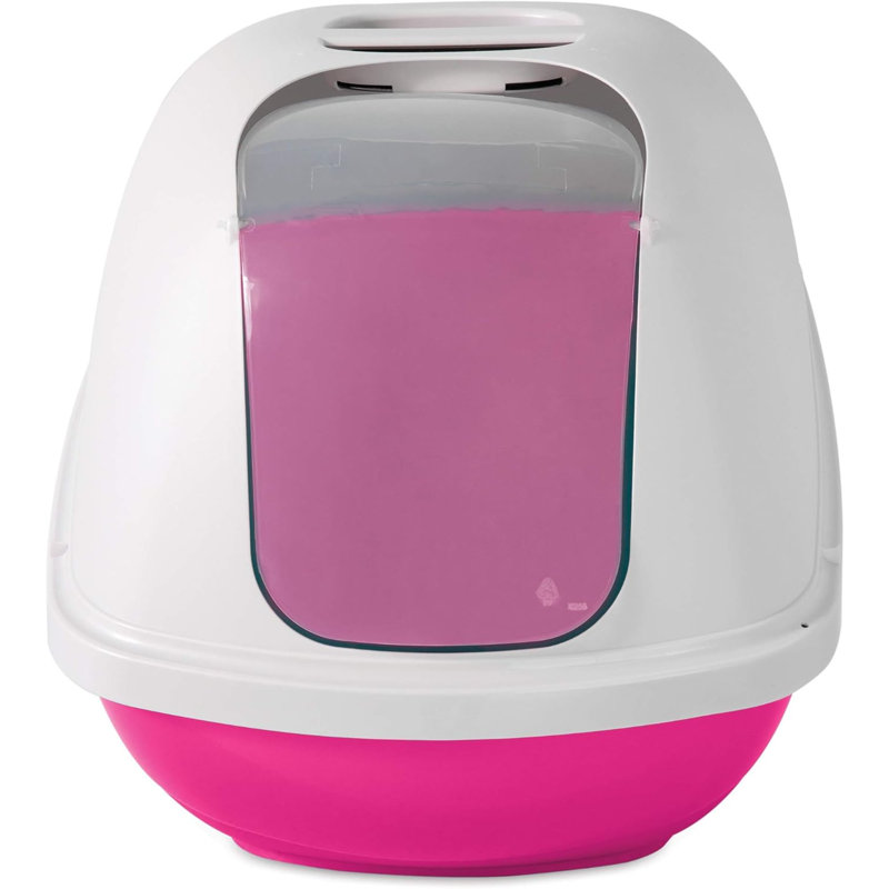 Bac à litière Basic, H 18 po x l 16 po x P 14 po, Blanc / rose
