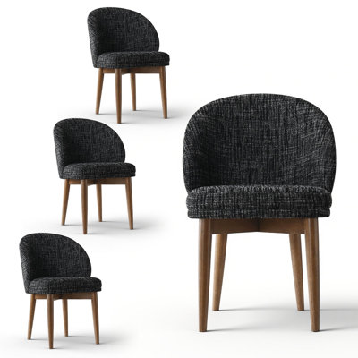 Upholstered Dining Chairs with Solid Wood Legs (Set of 4)