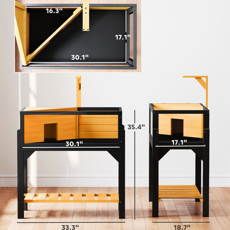 Habitat en forme de tortue en bois jaune, avec tablette de rangement, fenêtres latérales transparentes pour une excellente visibilité, plateau ouvrable et support de lampe - rangement spacieux, bonne vue, fenêtres de vue chaleureuses,