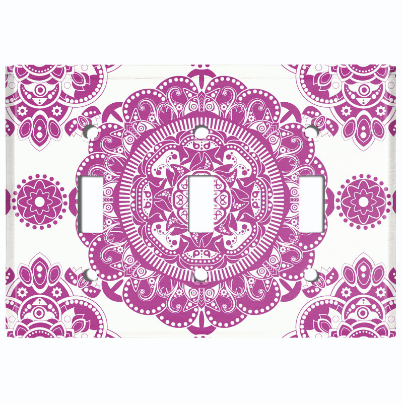 Patterned 3 - Gang Toggle Light Switch Standard Wall Plate, Pink