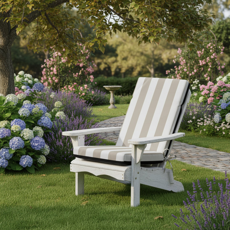 Garden Back and Seat Cushion, Beige Striped