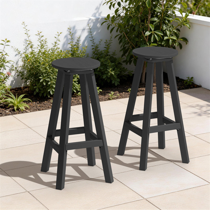 Tabourets de bar pivotants en HDPE avec repose-pieds (ensemble de 2), Gris