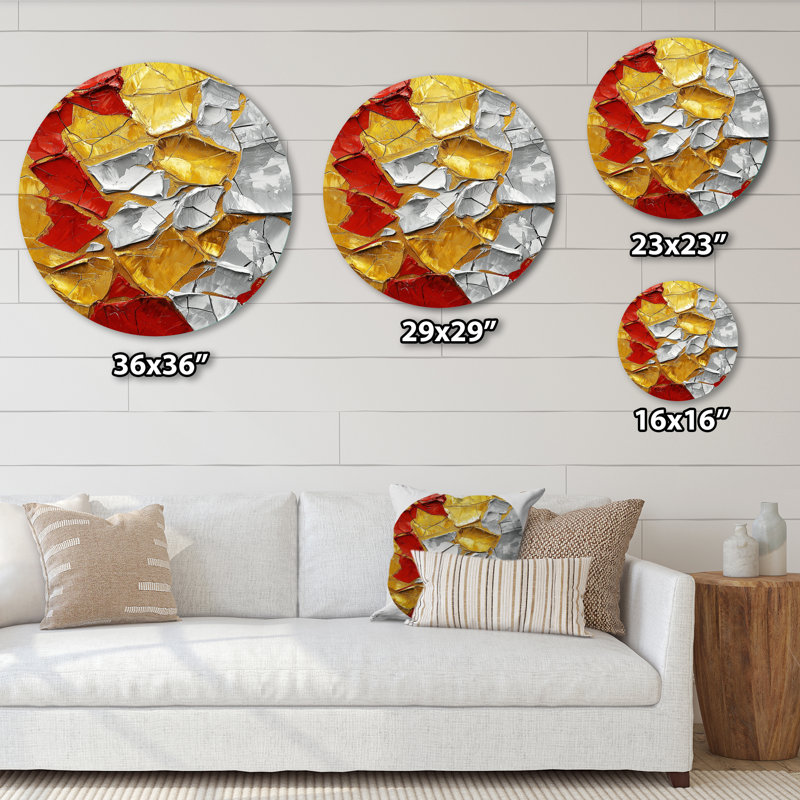 Arner - Art mural rond moderne abstrait en métal, H 16 po x l 16 po