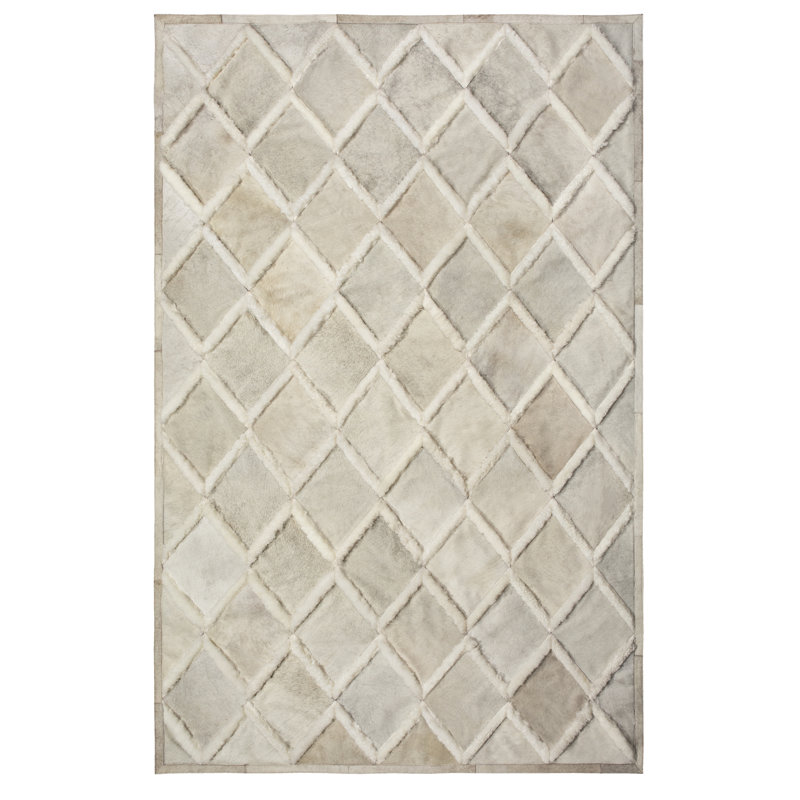 Hebe Sheepskin Geometric Area Rug, Rectangle 9' x 12'