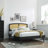 Sierra Cane and Wood Platform Bed with Splayed Legs-212808032-180429615