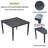 Outdoor Patio Aluminum 40"X40" Square Dining Table With Tapered Feet & Umbrella Hole