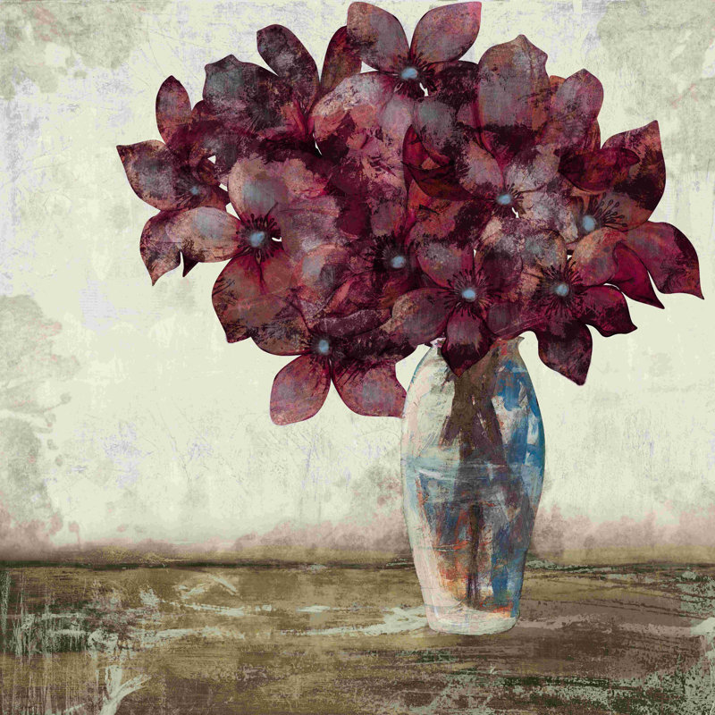 Fleurs mauves majestueuses - peinture sur toile tendue, H 12 po x l 12 po