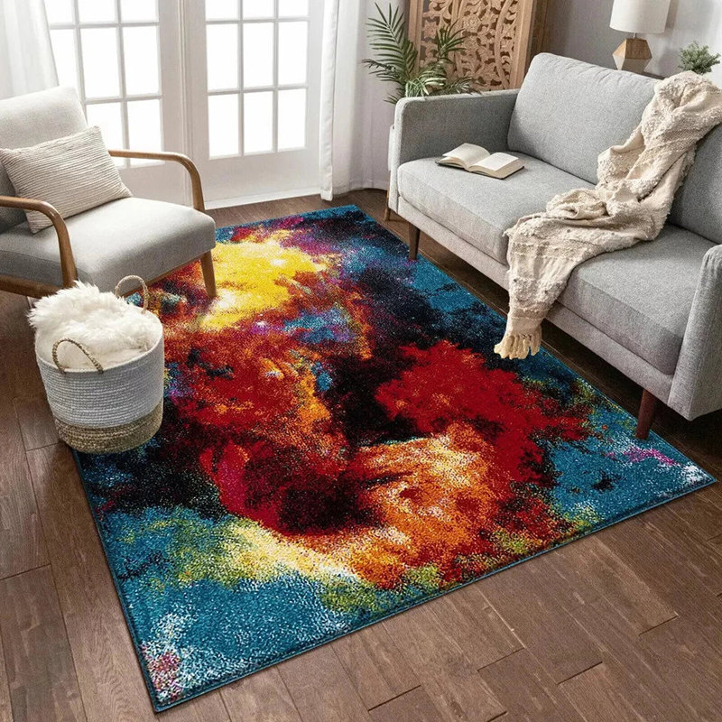 Splash Abstract Polypropylene Rug & Runner – Modern Floor Mat, Fade Resistant Carpet, Rectangle 60 x 110cm