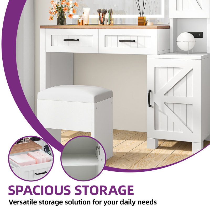 Vanity With Adjustable Lighting Mirror