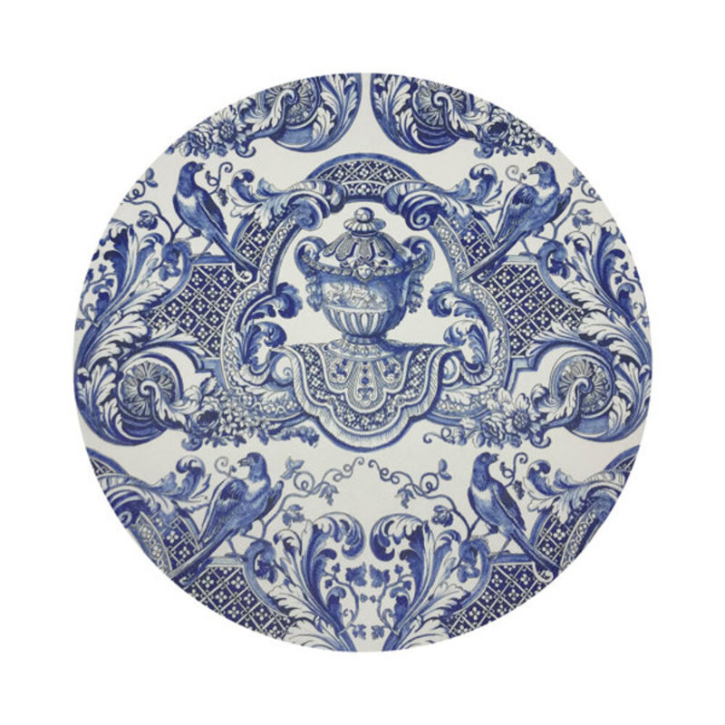 Royal Delft William And Mary Green Vegan Leather Round Coasters, Blue
