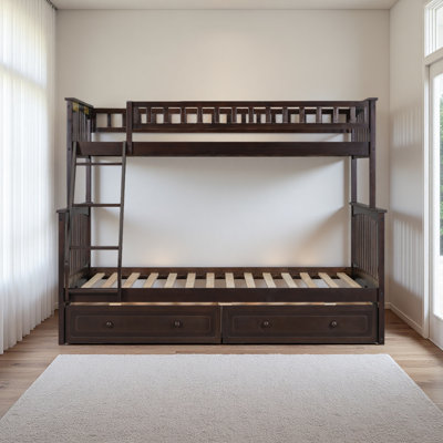 Twin Over Full Bunk Bed With Drawers, Convertible Beds