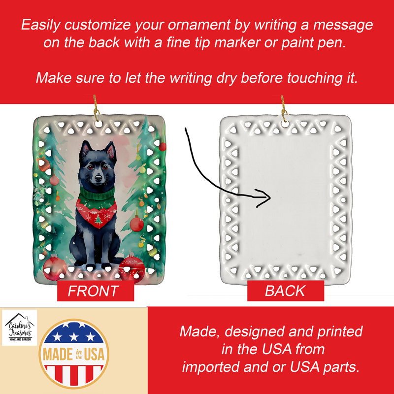 Ornement en porcelaine de Noël Schipperke, Schipperke 3623